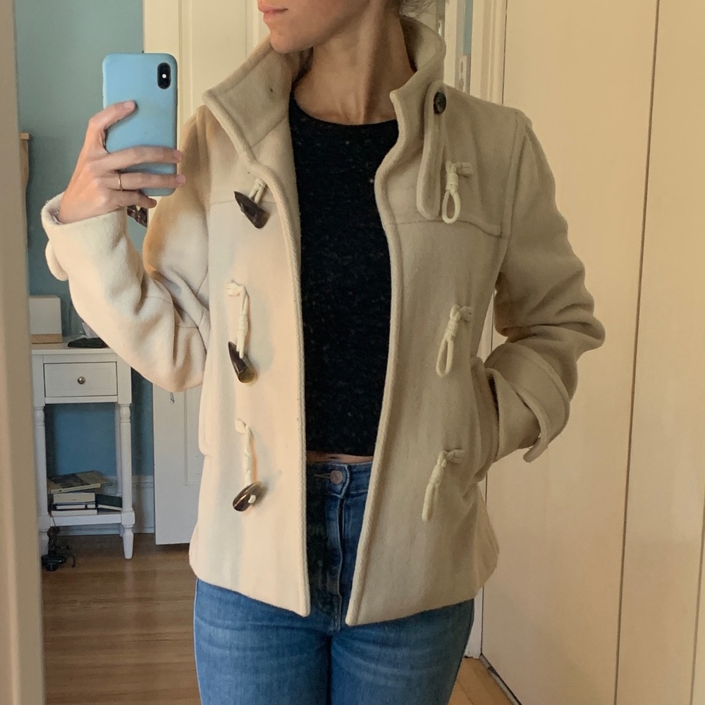 Banana Republic cream wool coat, size XS.